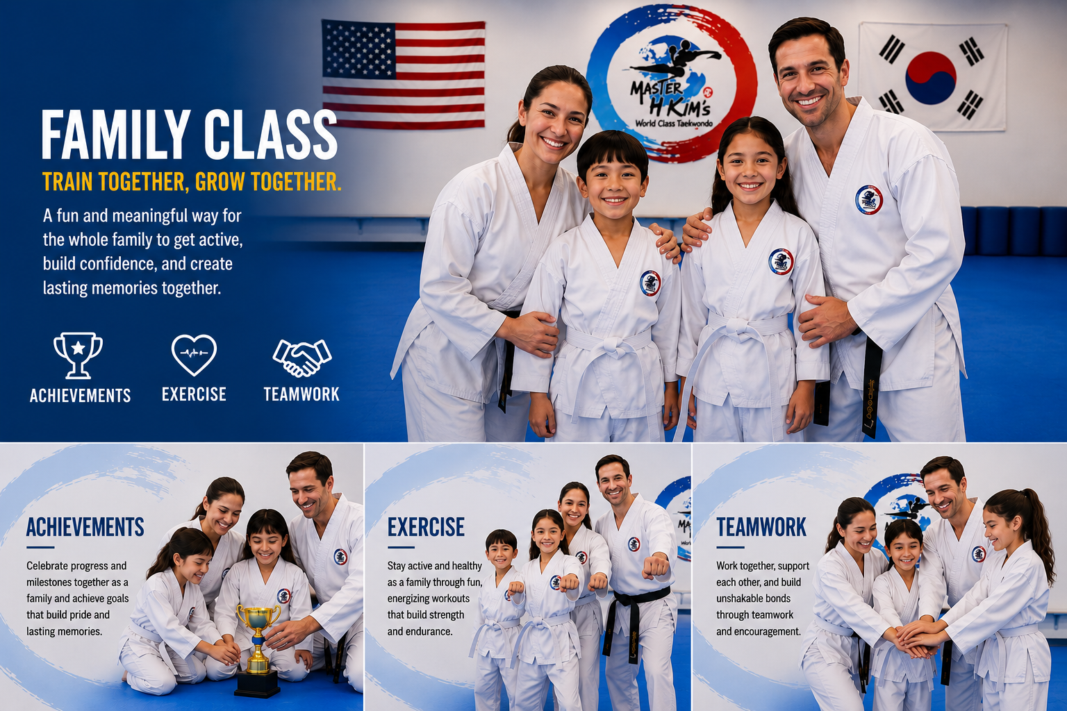 Family supporting each other in Taekwondo